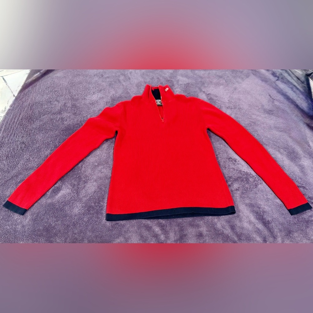 Polo by Ralph Lauren Women's Red Zip-Up Sweater